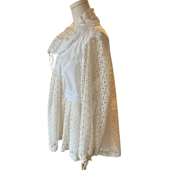 🌼 Anthropologie HEI HEI Eyelet Swing Windbreaker Jacket Zip Front Pockets SZ L